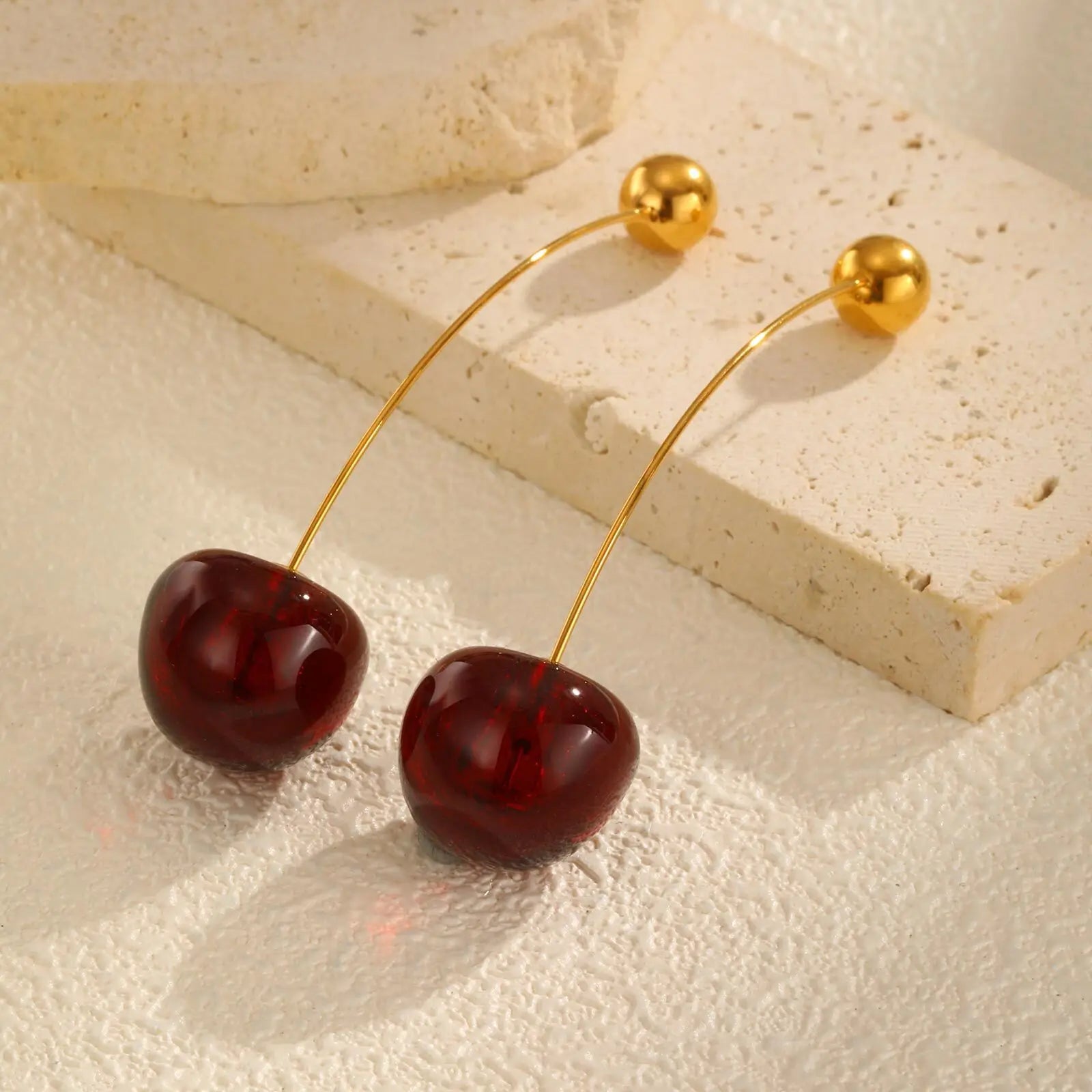 Vnox Vivid 3D Cherry Earrings, Fashion New Cute Fruit Ear Jewelry, 1 Pair Girls Trendy Accessory