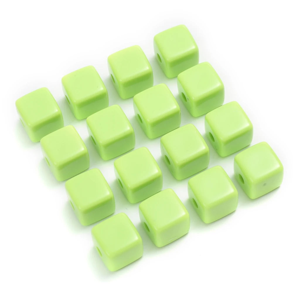 10Pcs 15mm Colorful Square Acrylic Beads Spacer Loose Bead For Handmade Jewelry Making DIY Necklace Bracelet Earrings Accessorie