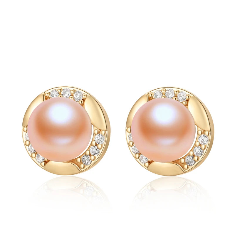 OXTAO Trendy Freshwater Pearl Stud Earrings Daily Wear Jewelry Valentine's Day Girlfriend Birthday Wedding Anniversary Gift