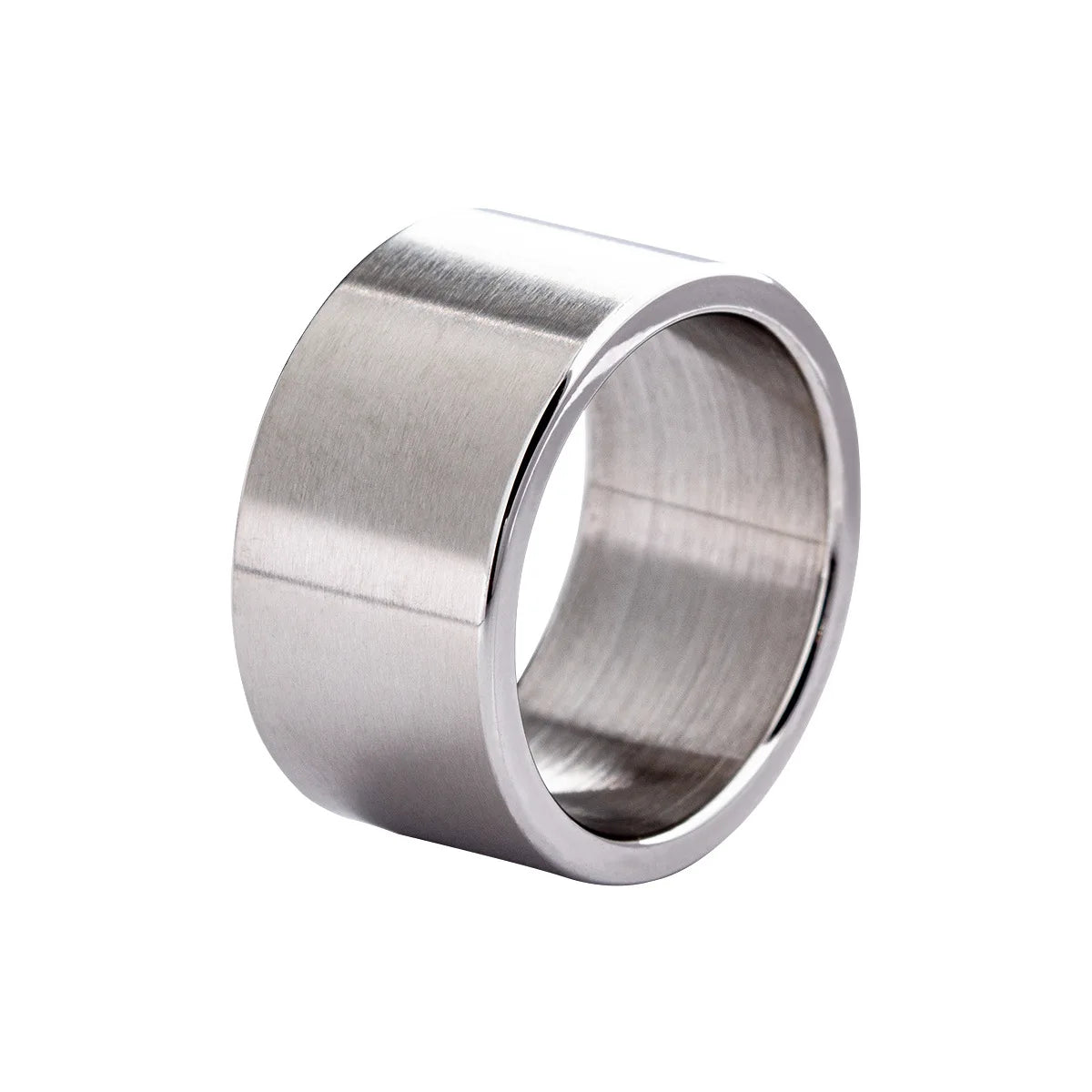 European and American Fashion 12mm Wide Titanium Steel Ring, Men's Frosted Scratch Resistant Stainless Steel Ring Wholesale