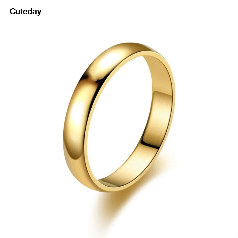 Simple 4mm 6mm Titanium Ring Women Men Prevent Allergy High Polished Wedding Rings Stainless Steel Couple Finger Jewelry Gifts