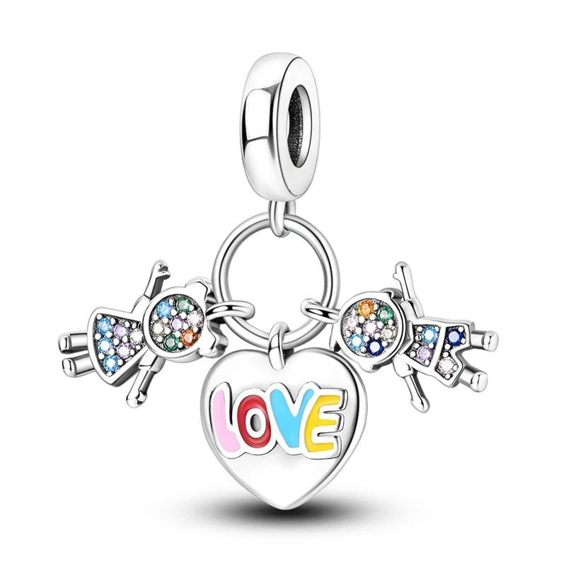 New 925 Sterling Silver Charm Love Heart Warm Family Series Beads Fit Original Charms Bracelets Pendant DIY Jewelry Gift - Madeinsea©