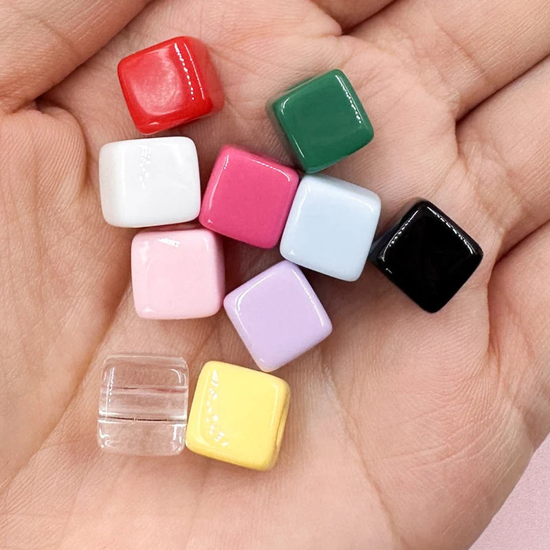 10pcs 10mm Square Shape Beads For Jewelry Making Spacer Candy color Acrylic Beaded Jewelry Materials