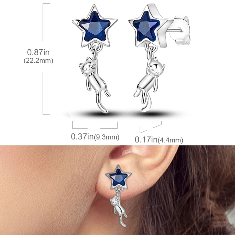 Earrings 925 Sterling Silver Stud Earrings Unicorn Star Zircon Stud Hoop Earrings For Women Girls Lovely Fashion Jewelry Gift