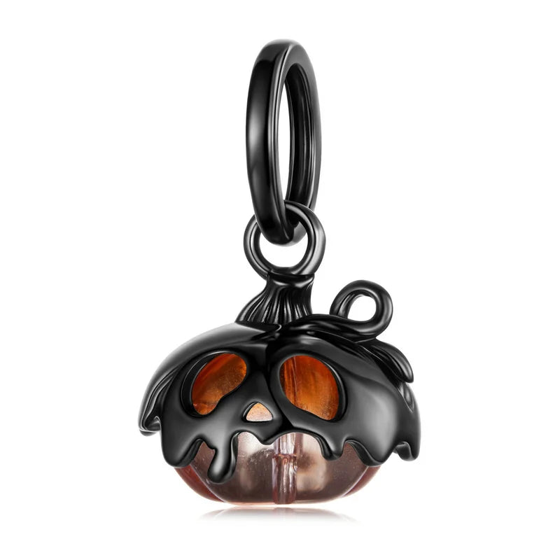 WOSTU Original Halloween Charm Series , 925 Sterling Silver Halloween Pumpkin Black Ghost Bead