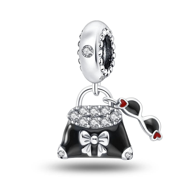 925 Silver Girl Lady Lipstick Makeup Charm Dangle Pendant Beads Fit Original Bangle Cosmetic Charms Bracelet DIY Making Jewelry