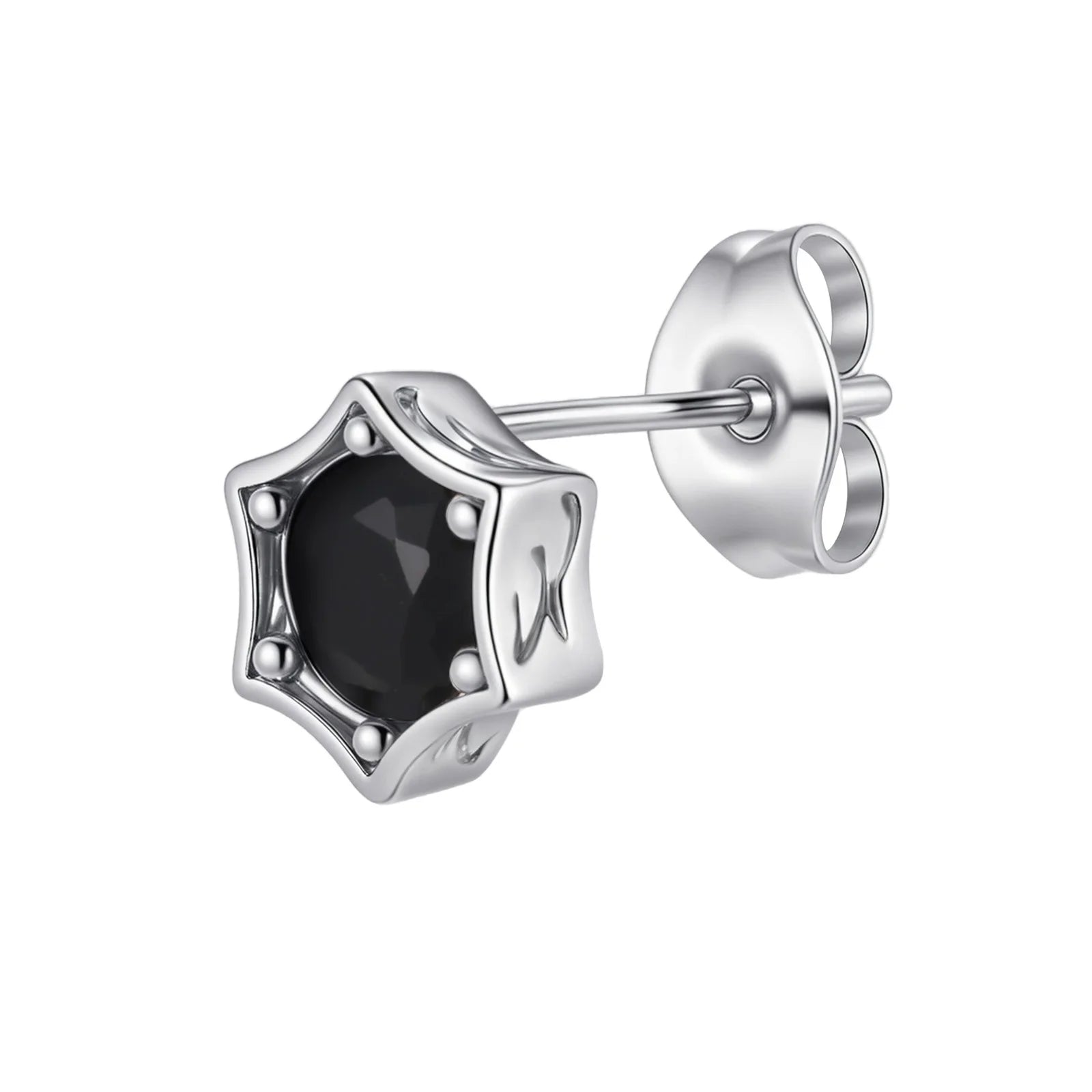 Vnox Simple Star Stud Earrings, Mens Women Small Round Zircon Stone Earrings Brincos, Punk Rock Ear Jewelry