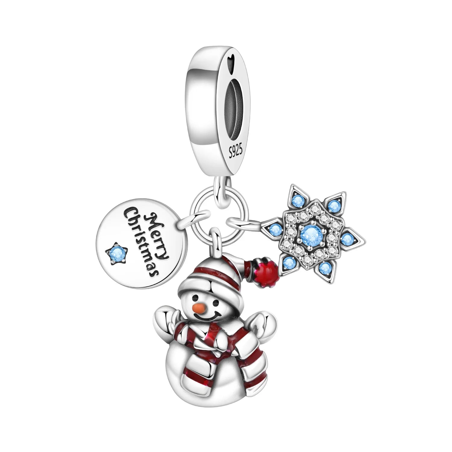 PANPOKI 925 Sterling Silver Snowman Snowflake Pendants Bracelet Charms Fit Women Jewelry Party Beads DIY Trendy Gifts