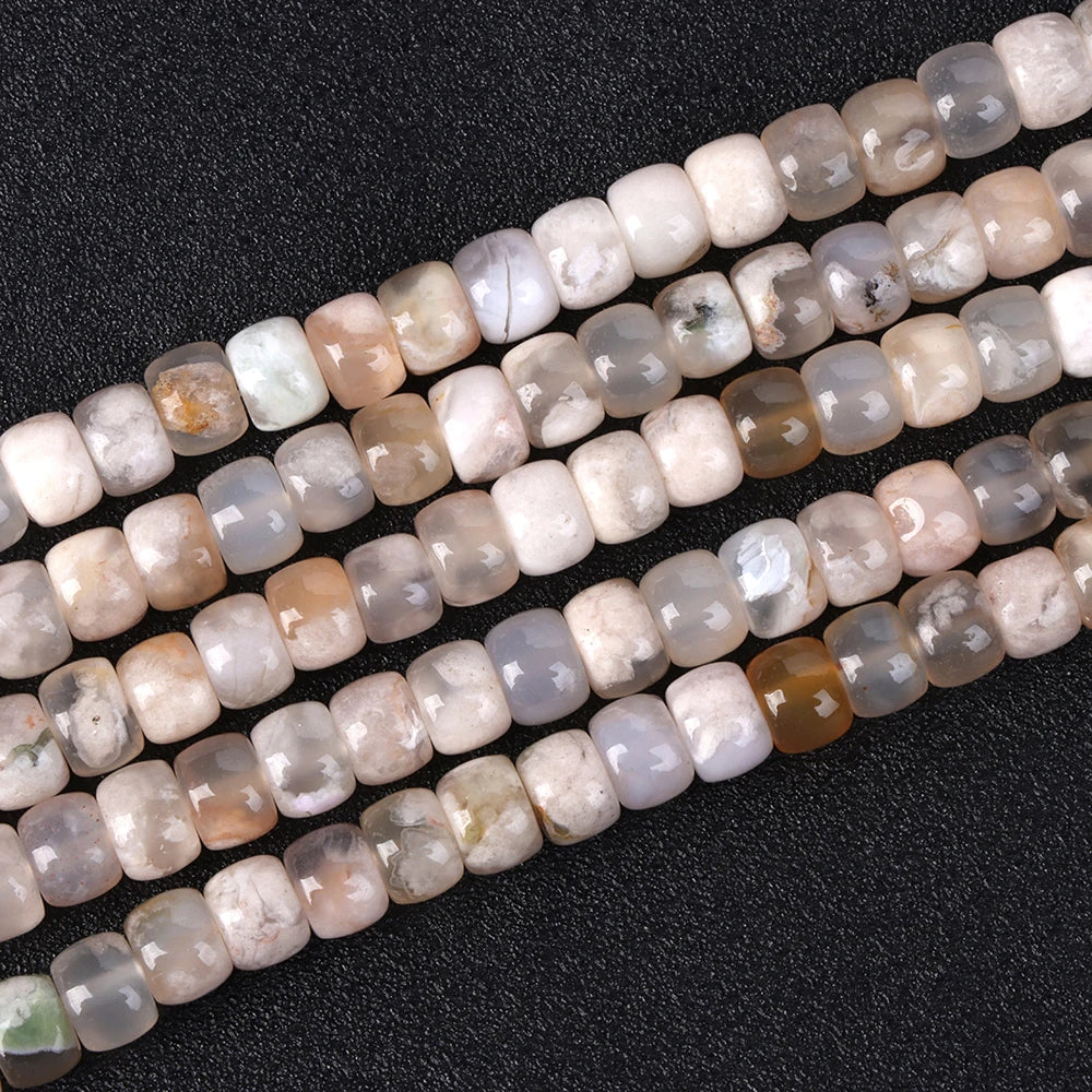 New Arrival Natural Sakura Agates Stone Bead Cherry Blossom Agat Rondelle Tube Loose Spacer Beads For Jewelry Making Accessories