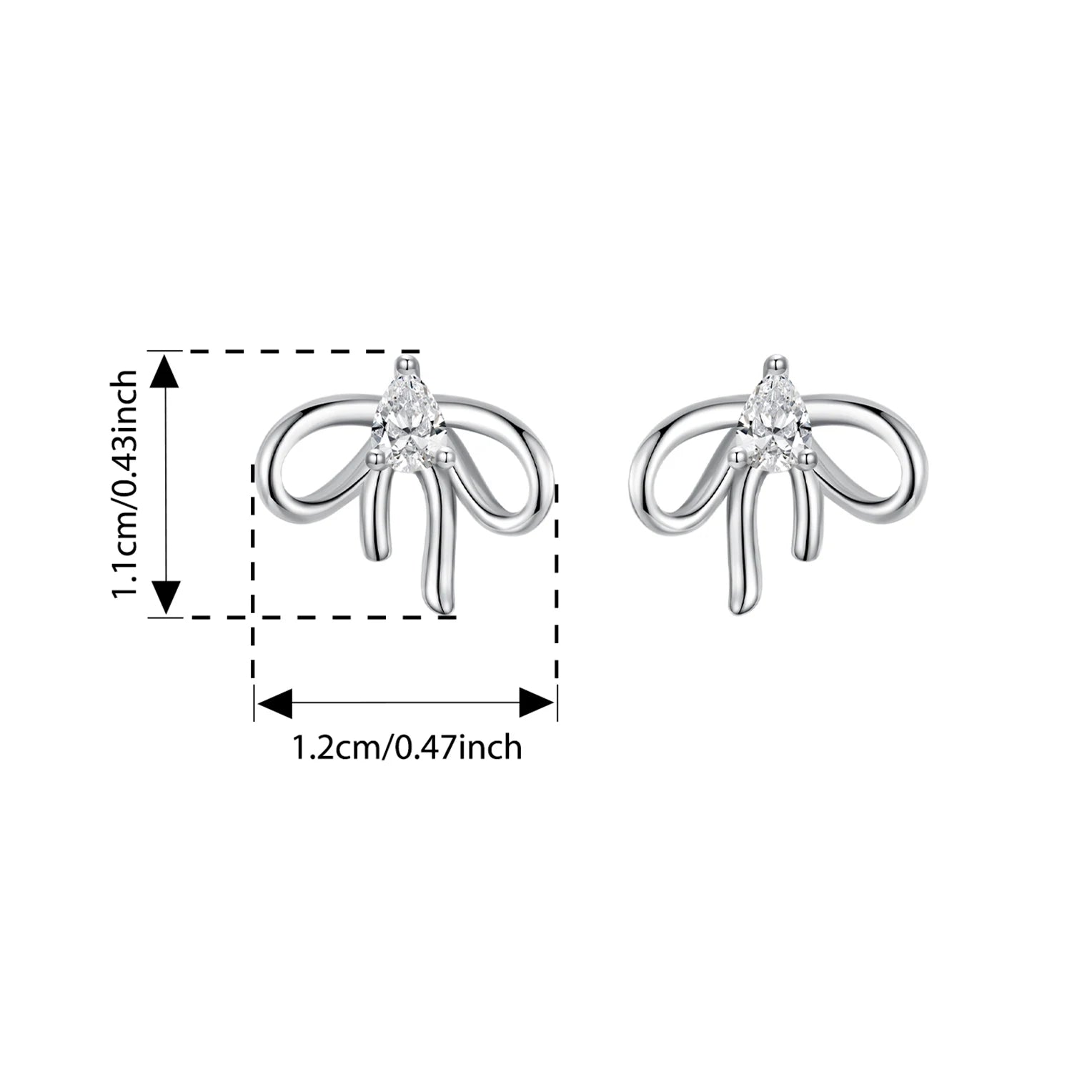 BAMOER Schleifen-Ohrstecker mit Zirkonia, romantische Schleifen-Ohrhänger für Damen und Mädchen, schlichte Ohrringe, ideal als Geburtstagsgeschenk, 925er Sterlingsilber