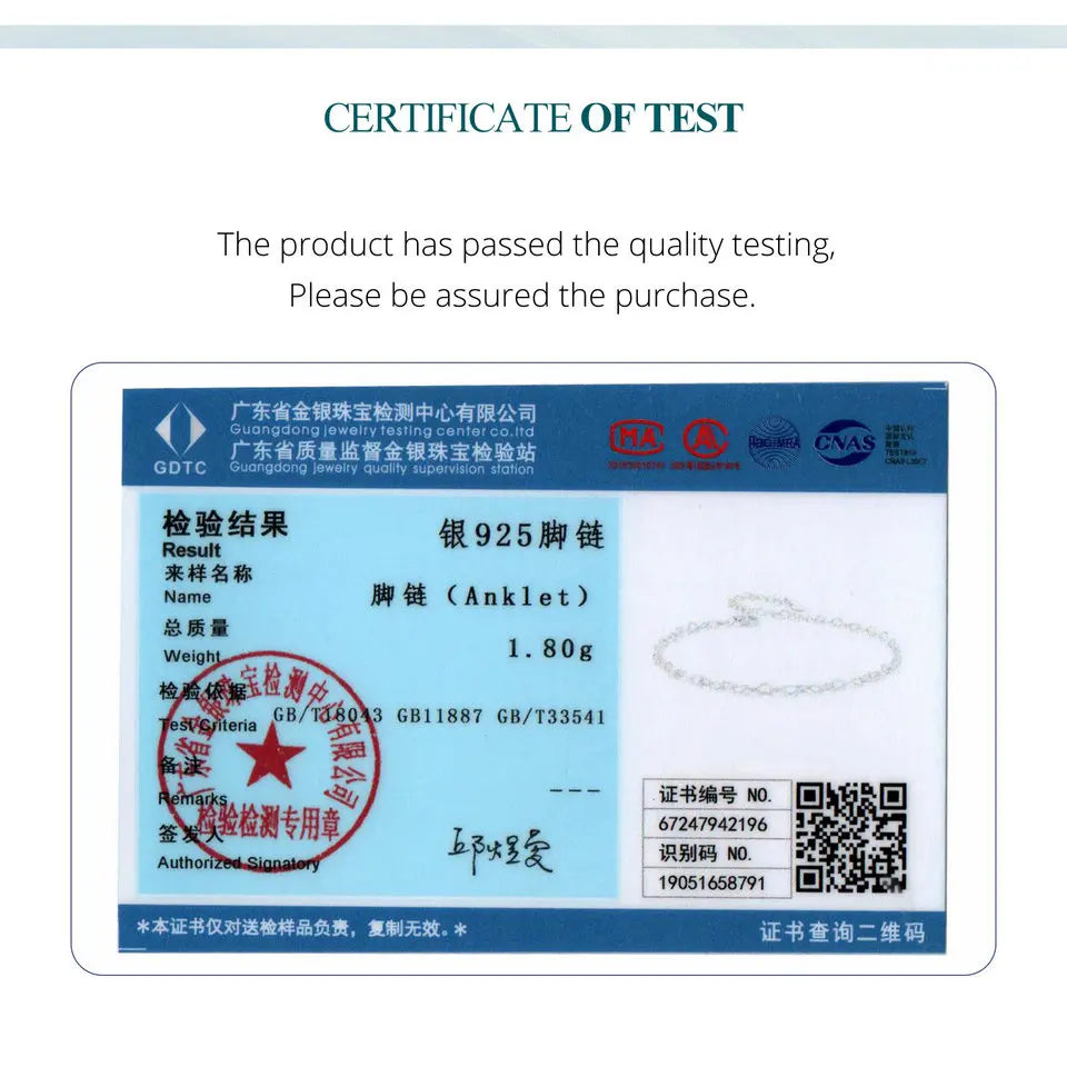 Bamoer 925 Sterling Silver Heart Chain Anklet Simple Chain Foot Jewelry for Women White Gold Plated Summer Jewelry BST007