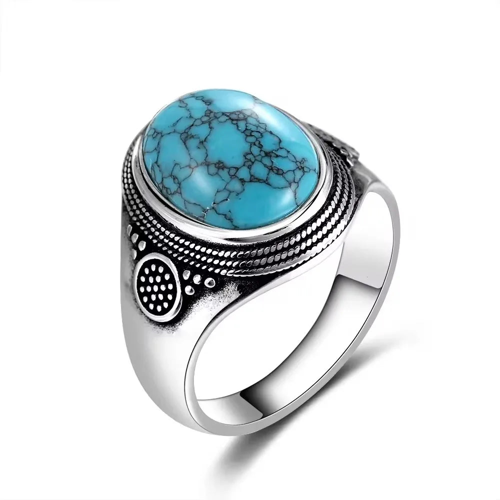 Vintage 925 Sterling Silver Ring Natural Moonstone Ring 10*14mm Oval Large Stone Retro Silver Fine Jewelry Gift For Women Men