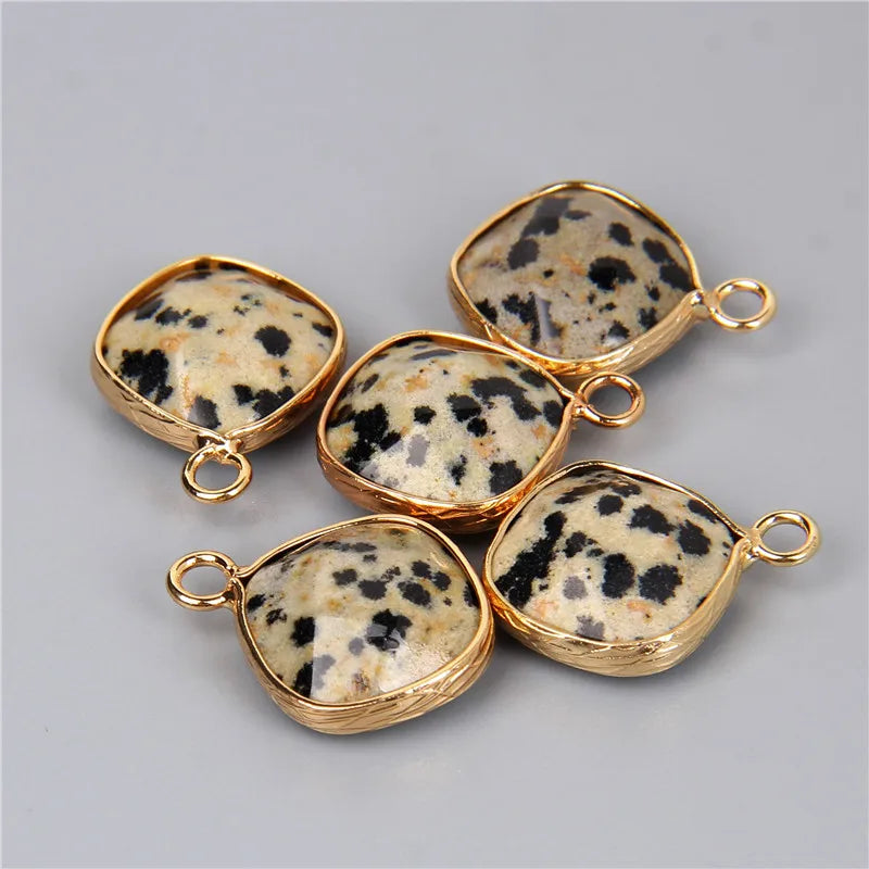 14MM Natural Stone Connector Pendant Agat Quartzs Rhombus Shape Faceted Charms  For Jewelry Making Necklace Bracelet Accessories