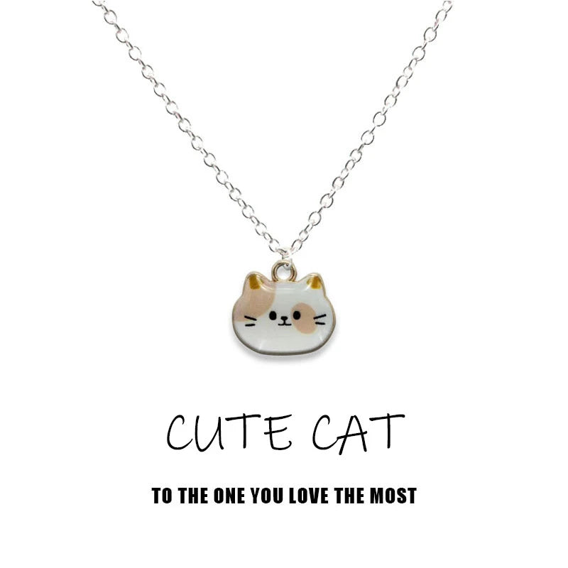 New Creative Cute Cartoon Cat Pendant Necklace For Women Multi Color Kitten Metal Chain Choker Couple Friendship Party Jewelry - Madeinsea©