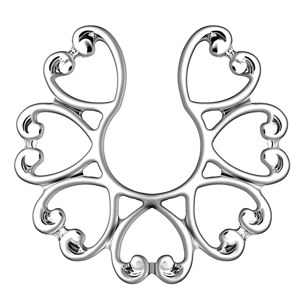 2PC Stainless Steel Fake Nipple Piercing Set Heart Sexy Crystal Nipple Ring Lot Piercing Body Jewelry Pack