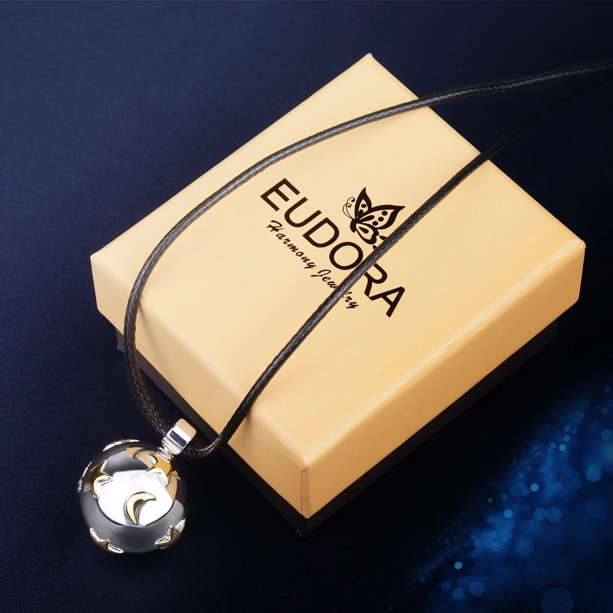 Eudora Bola de Grossesse Necklace Star Moon Angel Caller Musical Bell Pendant DIY Maternity Jewelry for Pregnant Women Gift