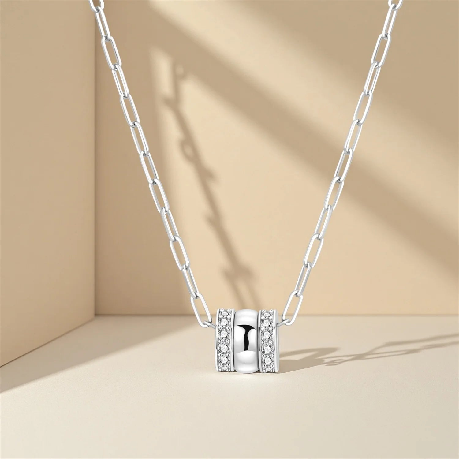 PANPOKI S925 Sterling Silver Simple 3-Ring Design Necklace for Women Birthday Original Gifts Fashion Fine Jewelry