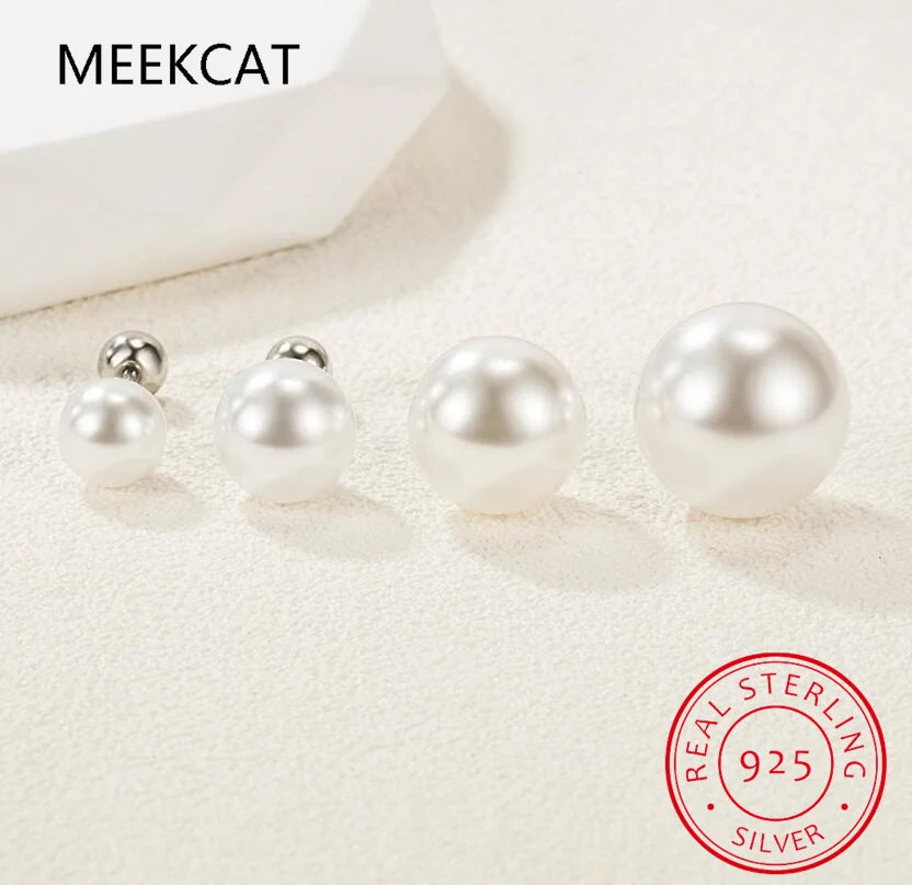 Real 925 Sterling Silver Fashion Freshwater Pearl Screw Stud Earring For Women Party Mini Minimalist Jewelry DA2290