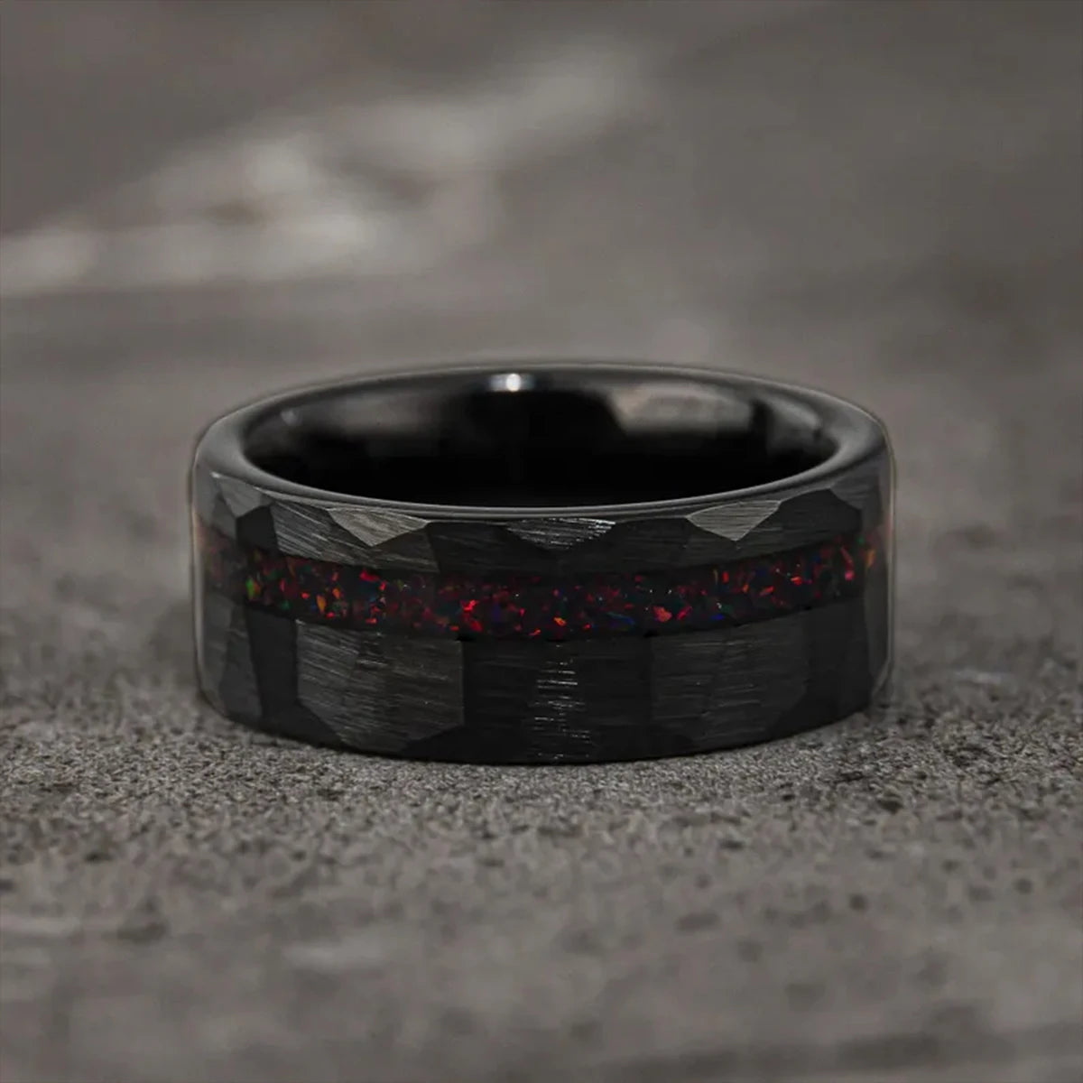 8MM Black Tungsten rings anillos bague homme pareja de compromiso fashion jewelry Men's wedding bands opal engagement rings gift