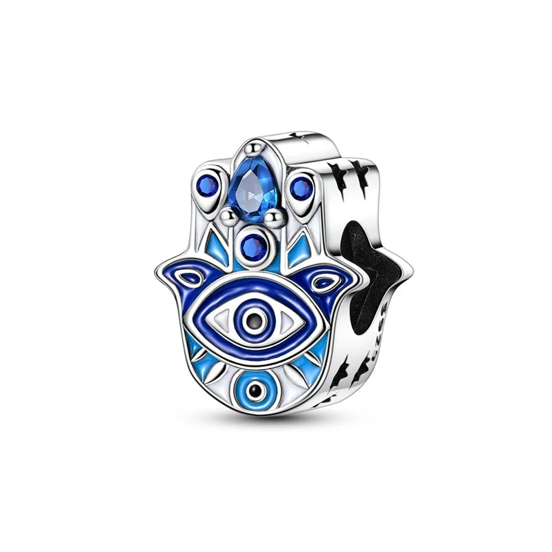 925 Sterling Silver Blue Devil Eyes Charms Airplane Globe Earth Suitcase Travel Fit Original Bracelet For Women DIY Jewelry Bead