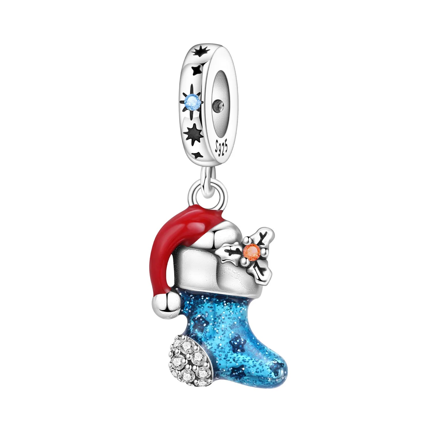 PANPOKI 925 Sterling Silver Christmas Sock Pendant Beads Original Pendants Bracelet Charm Jewelry Party DIY Trendy Gifts