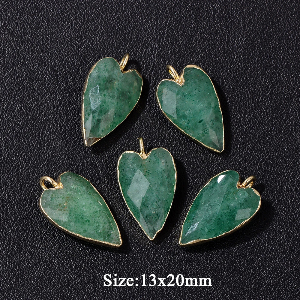 2PCS/lot Faceted Heart Shape Stone Pendant Natural Amethyst Rose Quartzs Labradorite Love Charms For Jewelry Making Necklace DIY