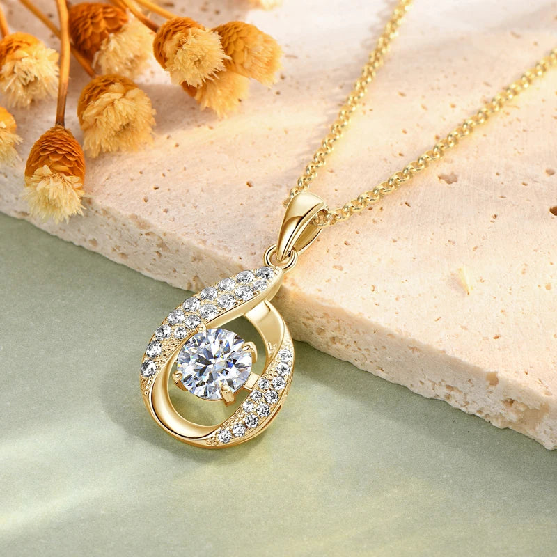 OXTAO D VVS1 Moissanite Pandent Necklace GRA Certified 6.5ct Lab Diamond S925 Sterling Silver Water Drop Pendant Dainty Jewelry