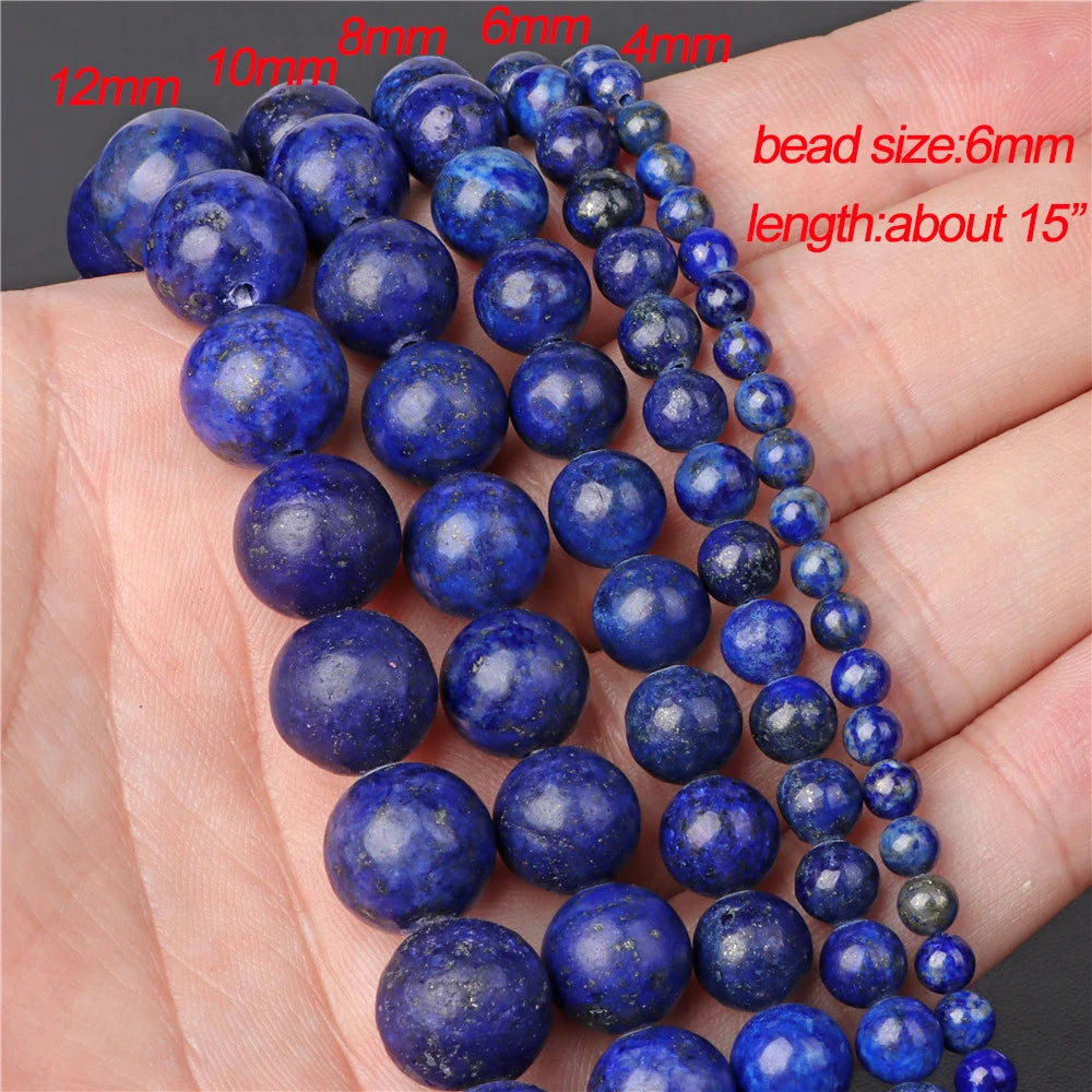 Natural Lapis Lazuli Bead Blue Round Tube Faceted Loose Spacer Stone Beads For Jewelry Making DIY Handmade Bracelets Necklace