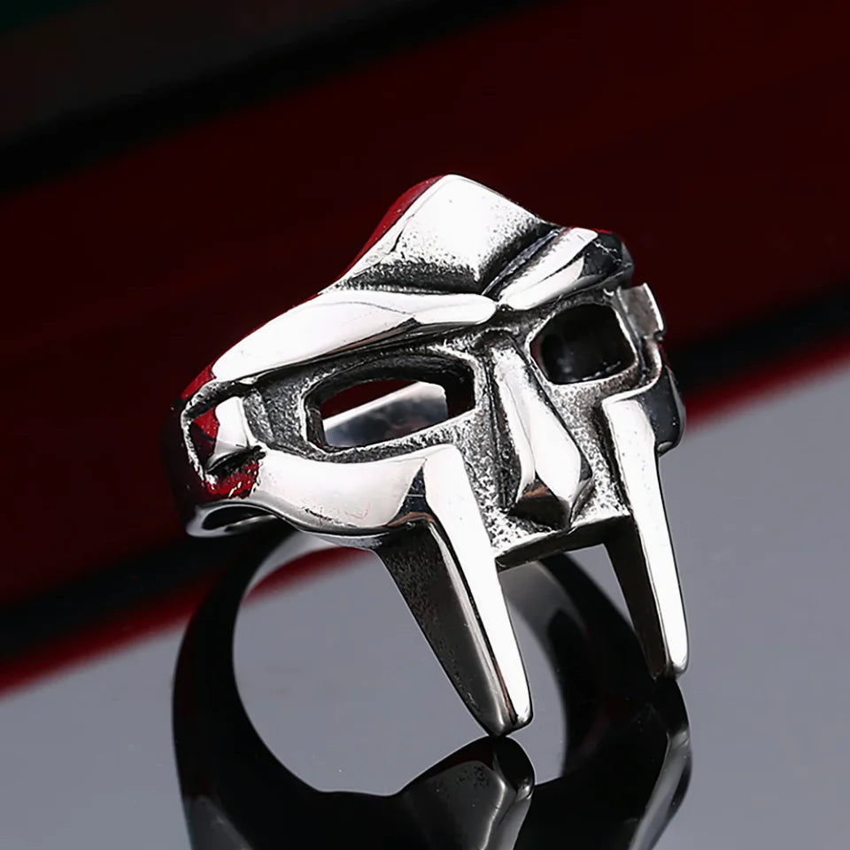 Gothic Vintage Classic Mf Doom Mask Rings Punk Egyptian Pharaoh Stainless Steel Ring For Men Boys Fashion Jewelry Gift Wholwsale