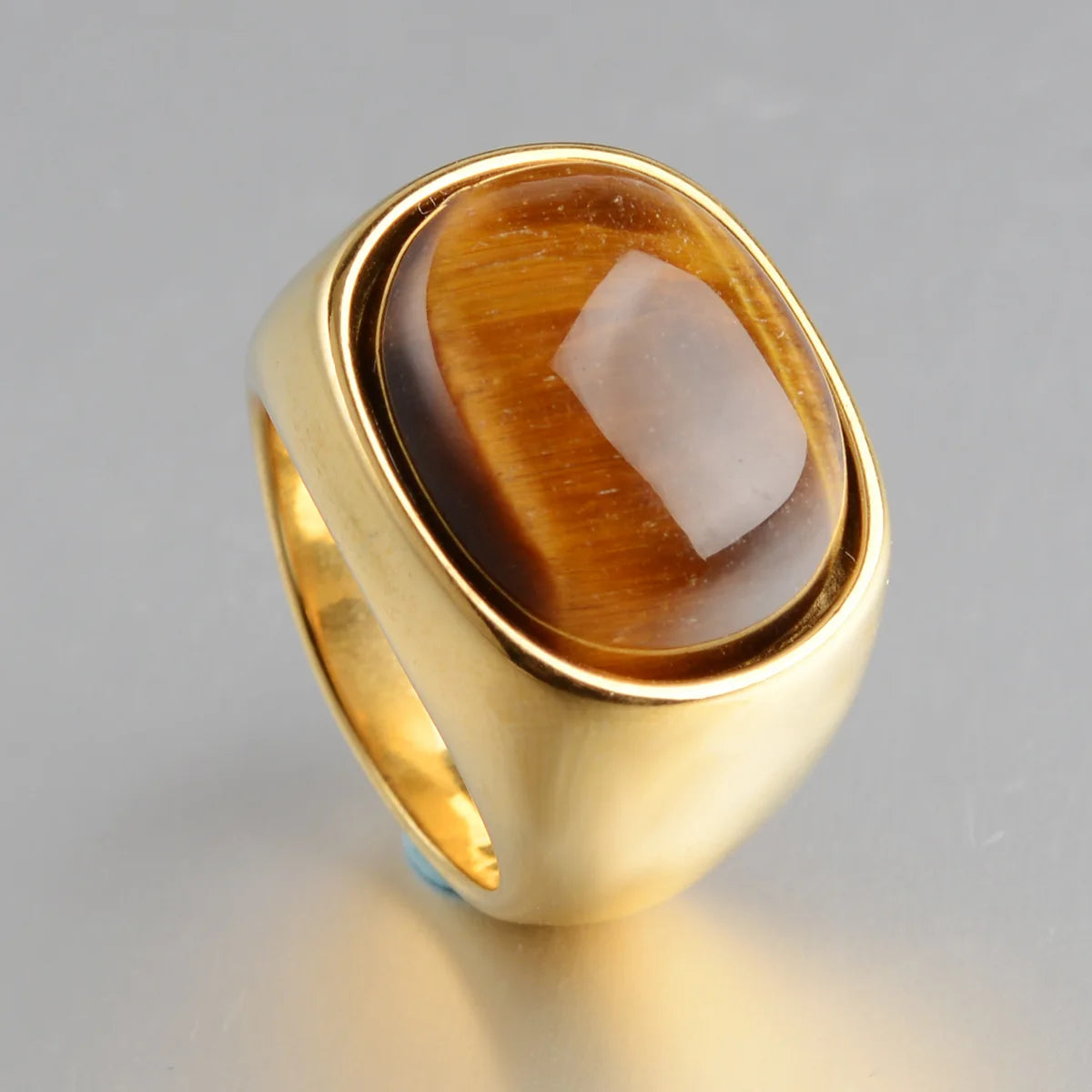 Retro Glass Tiger Eye Ring For Men Zinc Alloy Classic Fashion Designer Ring Handmade Jewelry Rock Hiphop Accessories Unisex Gift