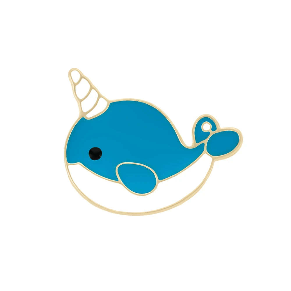 New Blue Marine Life Enamel Pins Cute Whale Dolphin Animal Brooches Women Men Lapel Pin Badges Jewelry Gift for Friend Wholesale