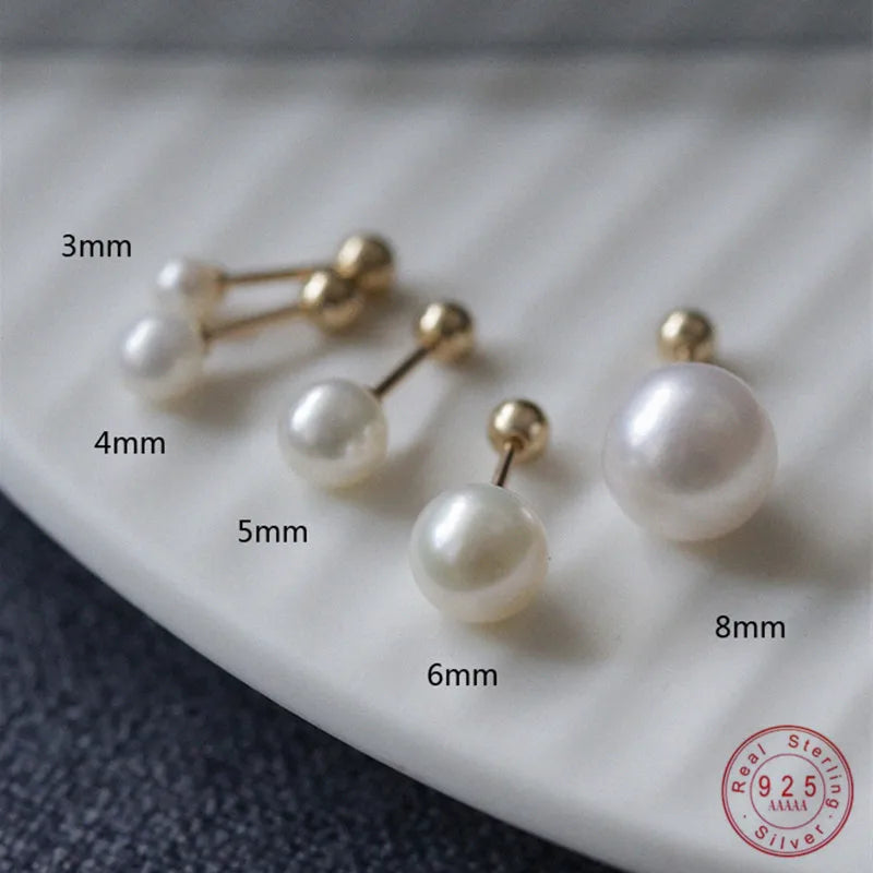 925 Sterling Silber Zarte Muschelperlen Mini Ohrstecker für Frauen Koreanisches süßes Temperament Schmuckzubehör