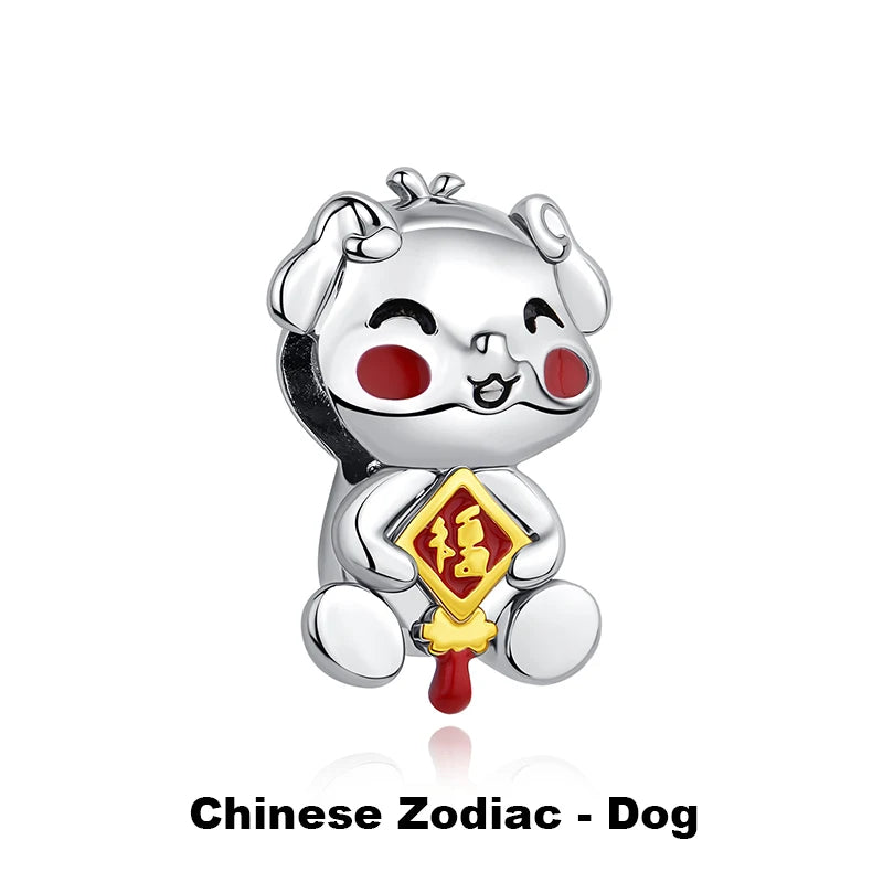 925 Sterling Silver Charms Beads Original Japanese Doll Fortune Cat Charm Fit Brand Bracelets Bangles DIY Jewelry For Women