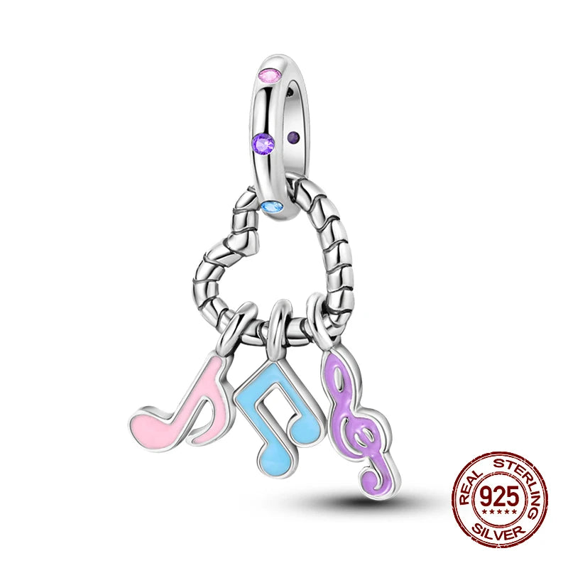 100% 925 Sterling Silver Perfume Headphones Pink Princess Daily Charms Beads Fit 3mm 925 Original Bracelet Fine DIY Jewelry