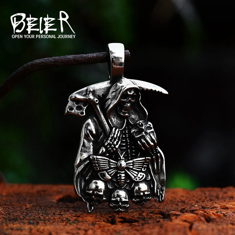 Beier 316L stainless steel Classic devil skull knife men's pendant necklace punk high quality jewelry LLBP8-431P