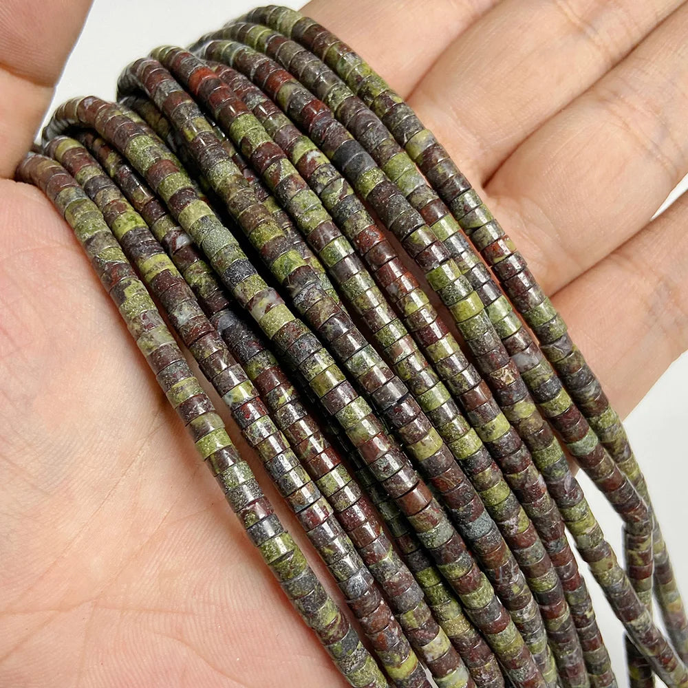 Green Natural Flat Disc Round Stone Bead 4x2mm Jade Aventurine Jasper Heishi Beads For Jewelry Making Bracelet Necklace Handmade