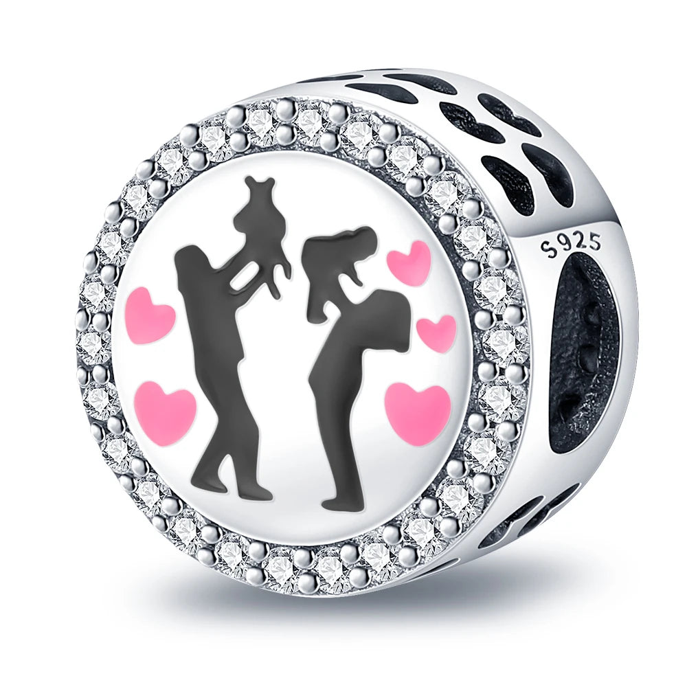 925 Sterling Silver Boy Girl Couple Lovers Beads Marriage Charms Dangle Fit Original  Bracelet Charms Jewelry Women DIY