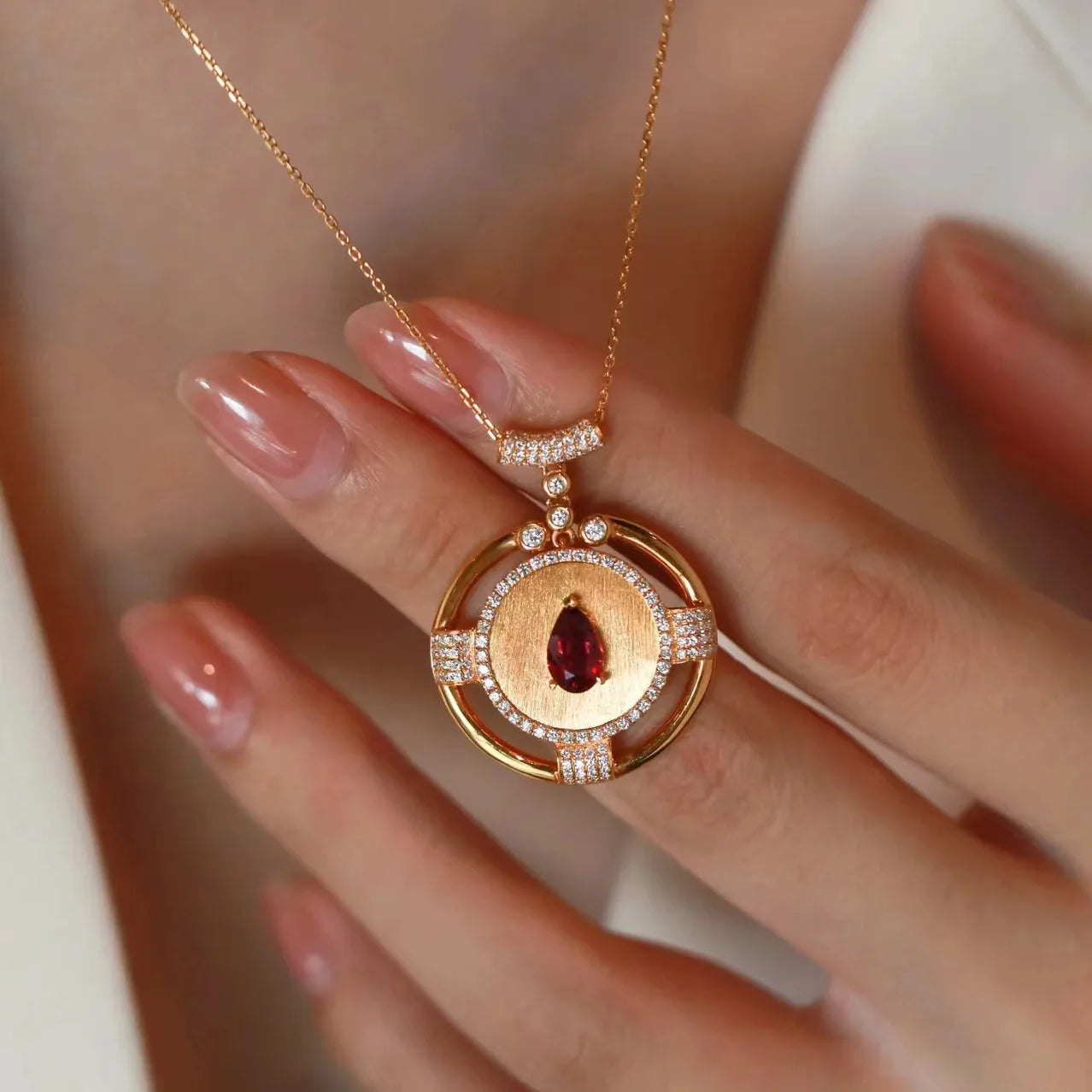 Real 14K Rose Gold 2 Carats bury Pendant Women Natural red ruby Gemstone 14K Rose Gold 45cm Necklace Jewelry Pendant mujer gifts
