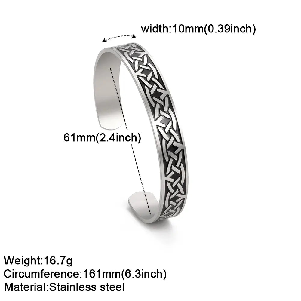 Viking Triquetra Cuff Bangle for Men Boy Stainless Steel Good Luck Celtic Knot Amulet Vintage Irish Knots Bracelet Jewelry Gift
