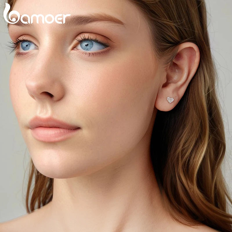 BAMOER Funkelnde, polierte Herzohrstecker, glänzende Schuppenohrringe für gestochene Finger, Damen und Mädchen, glitzernder Schmuck, Modeaccessoires