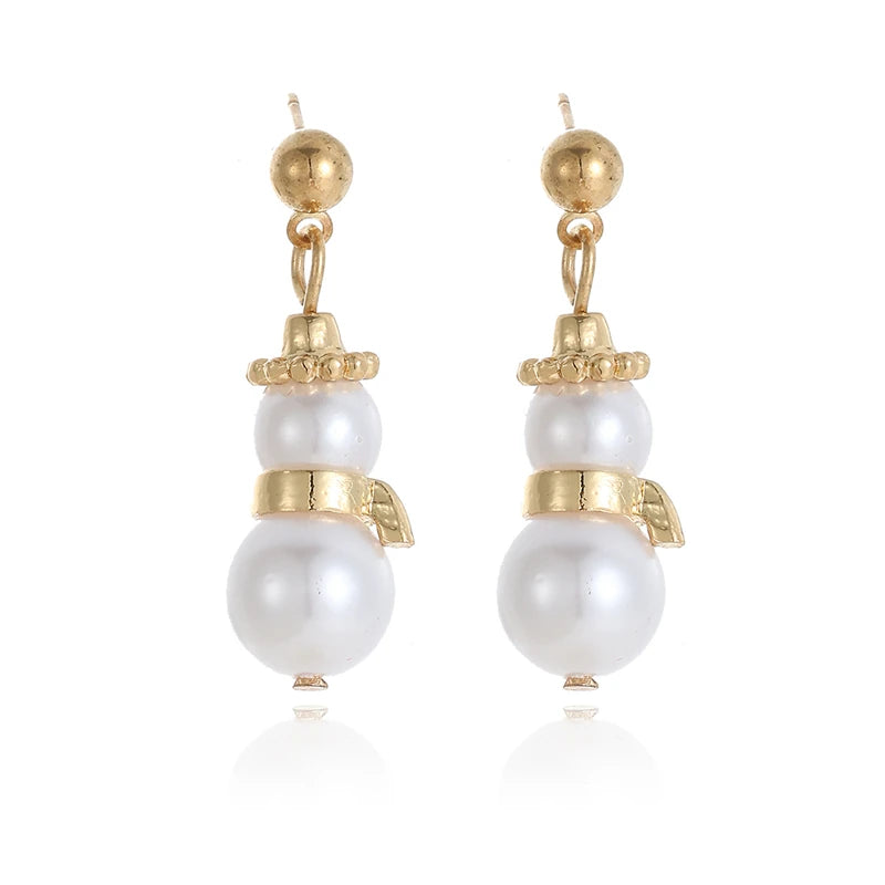 New Fashion Christmas Earrings for Women Cute Cartoon Gingerbread Man Zircon Elk Snowflake Xmas Tree Pearl Earring Girl Jewelry