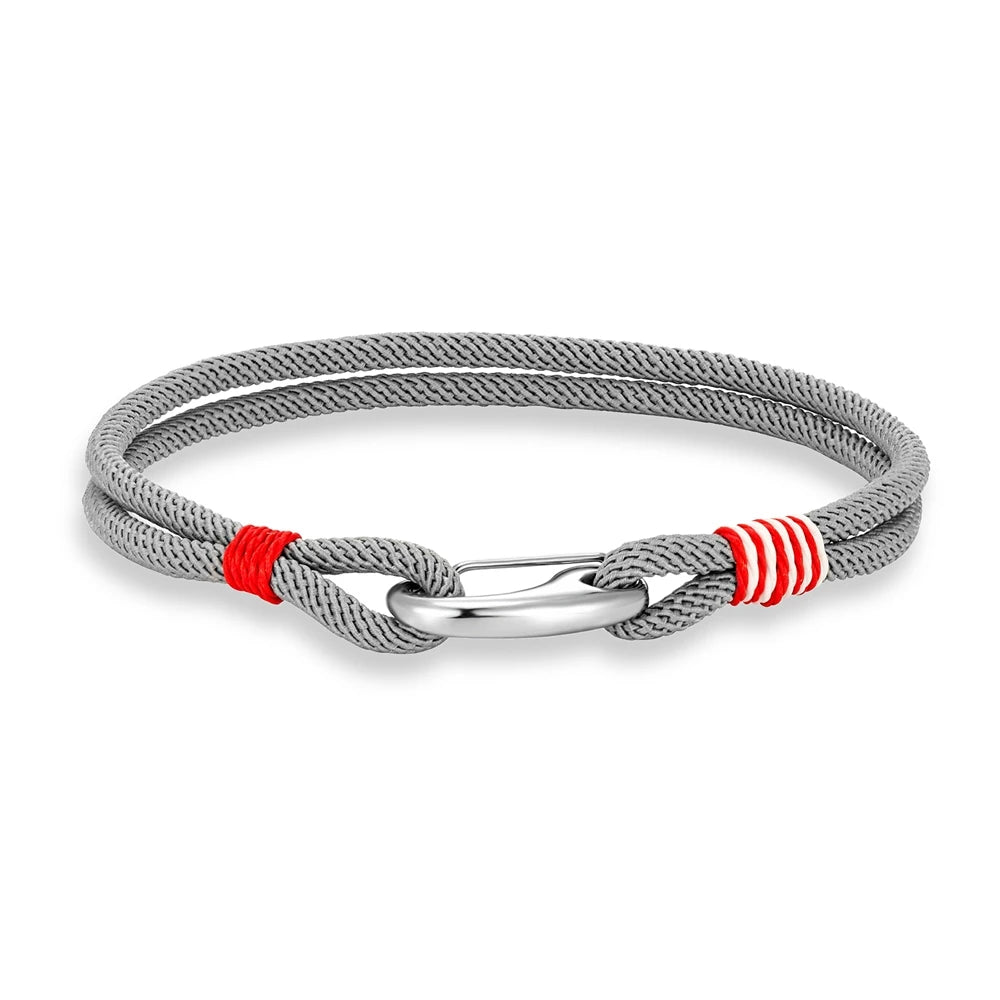 MKENDN Fashion Stainless Steel Lobster Spring Clasp Double Strand Braided Rope Bracelet for Men Women Couple Jewelry Gifts