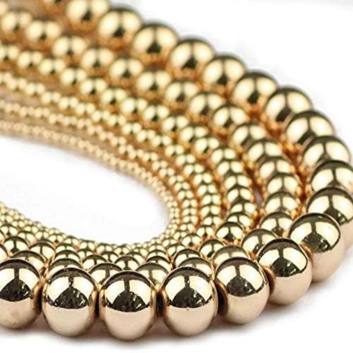 Round Hematite Beads 2/3/4/6/8/10mm Natural Stone 14K Gold Color Loose Beads Ball Jewelry Bracelets Making DIY Accessories SSS