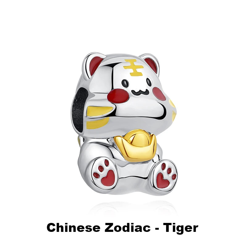 925 Sterling Silver Charms Beads Original Japanese Doll Fortune Cat Charm Fit Brand Bracelets Bangles DIY Jewelry For Women