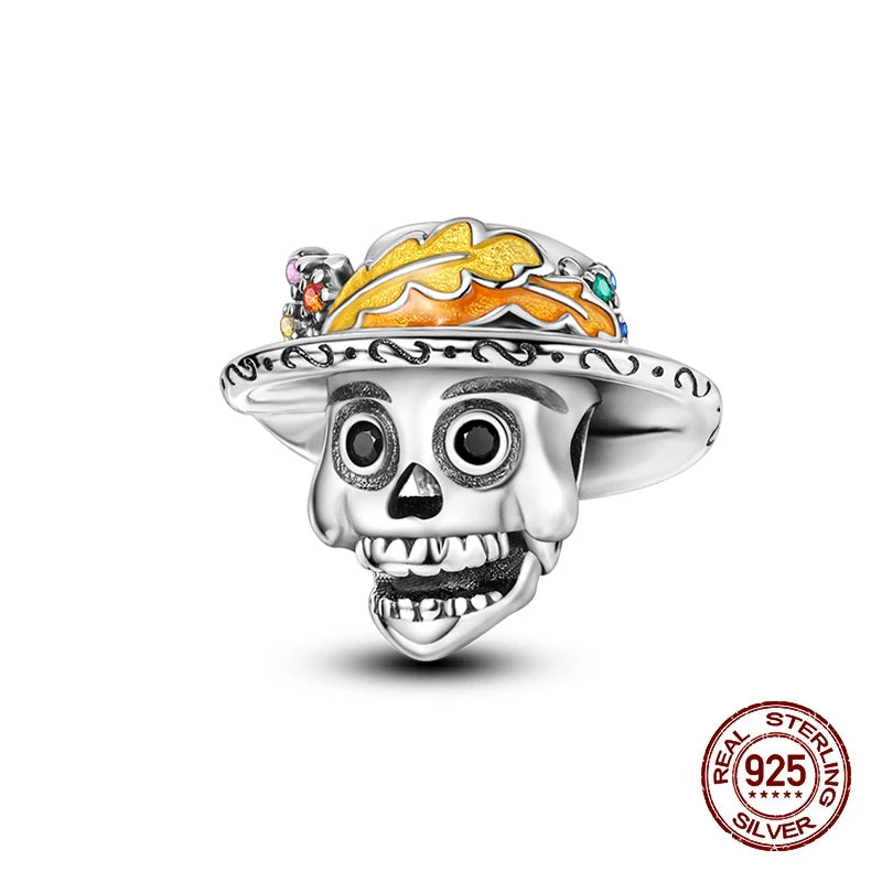 New 925 Sterling Silver Luminous Halloween Skull Witch Pumpkin Candy Charms Beads Fit 3mm Original Bracelets Party Jewelry