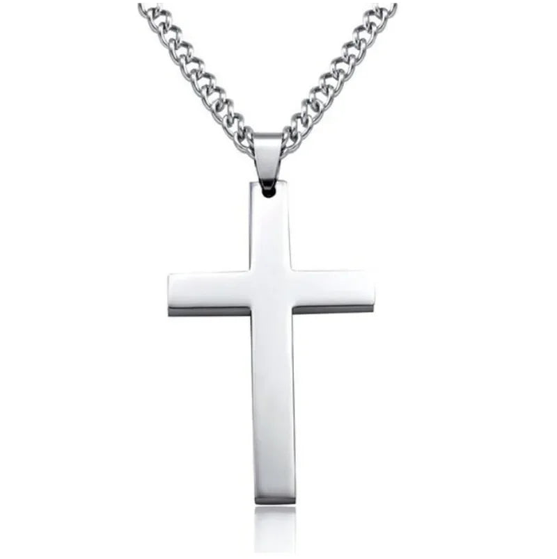 Classic Cross Pendant Necklace For Men Women 24inch Gold Silver Color Chain Necklace Fashion Christ Faith Prayer Jewelry Gifts