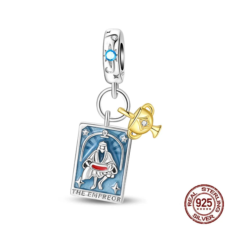 New 925 Silver Queen Scepter Treasured Sword Magic Tarot Charms Beads Fit 3mm 925 Original Bracelets DIY Birthday Jewelry