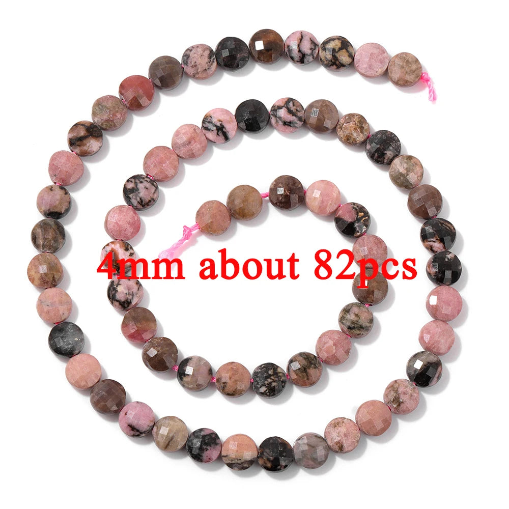 Wholesale Natural Pink Black Rhodonite Stone Beads Round Oval Rondelle Loose Spacer Gem Bead For Jewelry Making DIY Accessories
