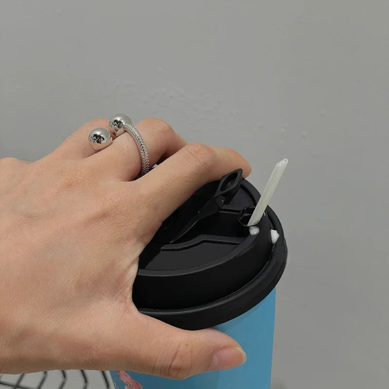 BF CLUB 925 Sterling Rings for Women Fashion Geometric Handmade Irregular Double Balls Ring Party Christmas Gift - Madeinsea©