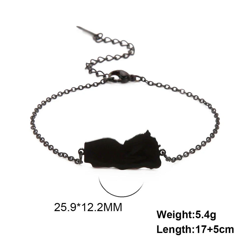 Hollow Syria Map Egypt Lebanon Yemen Map Bracelet Stainless Steel Gold Color Bracelet for Friend Memorial Gift